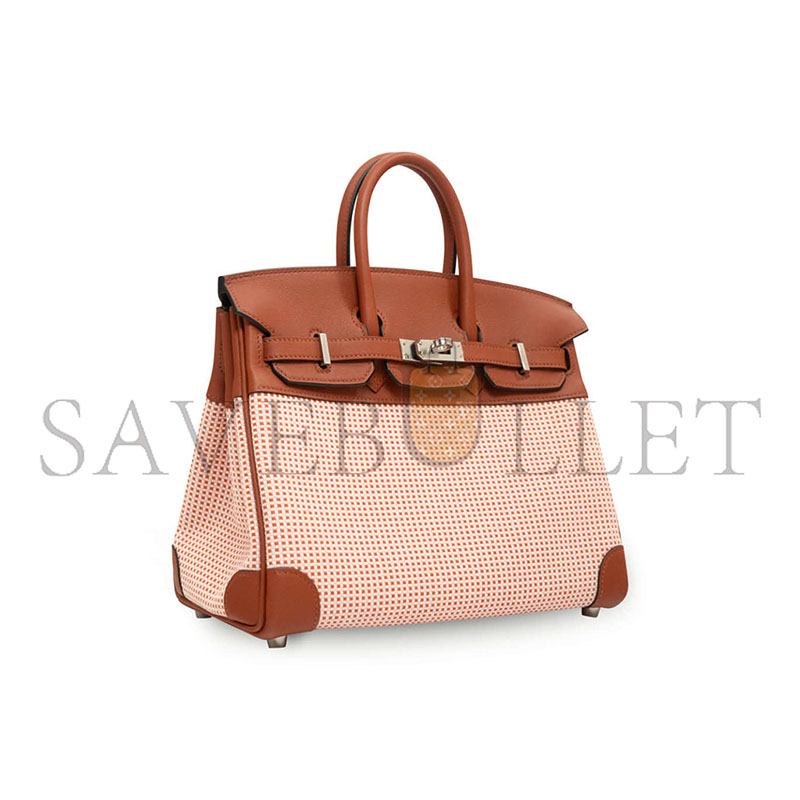 HERMÈS MASTER BIRKIN QUADRILLE 25 BRIQUE TOILE SWIFT (25*20*13cm)